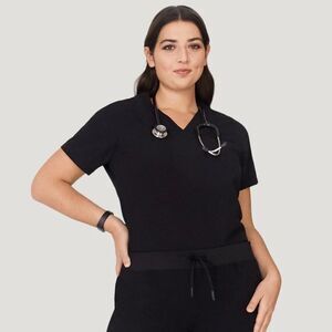 NWT Mandala Women Black Oversized One-Pocket Equa-Tek Woven Scrub Top, 3XL